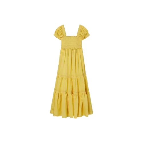 Tory Burch Желтые Женские Короткие Платья с Рукавами