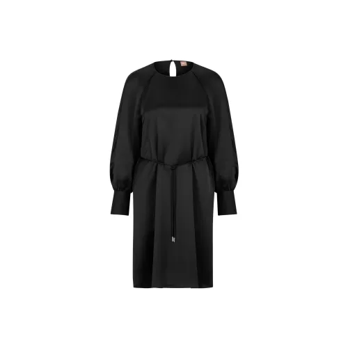 HUGO BOSS Черное Женское Длинное Платье с Рукавами