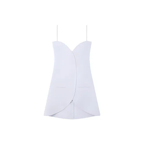 COURREGES SS24 Ellipse Эластичный Tailored Мини Платье Slip Платье Женское Ether Небесно-голубой