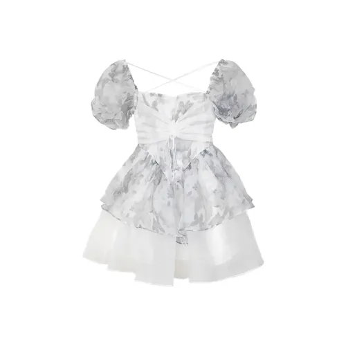 COHX Короткий рукав Платье Женское Серое