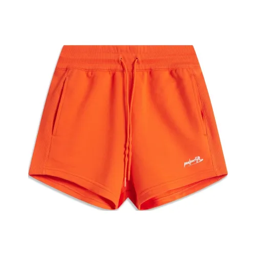 LINING Sports Life Collection Повседневные шорты Женские Ярко-оранжевые