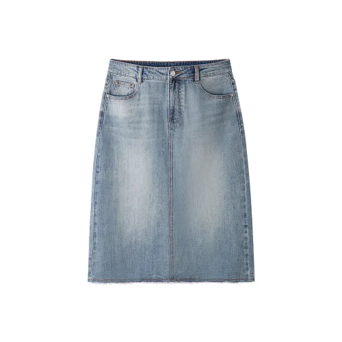 HLA Голубо-серый DENIM GRADIENT Средний X2 Женские джинсовые длинные юбки