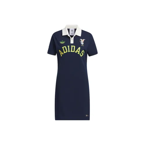 Adidas Originals Короткий рукав Платье Женское Темно-синий