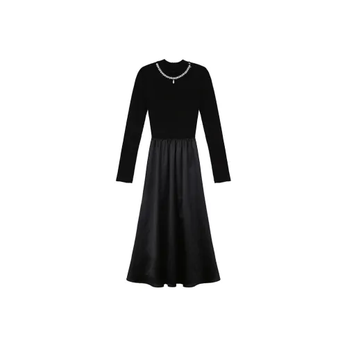 Matsumoto Soso Длинное платье с длинными рукавами женское черное