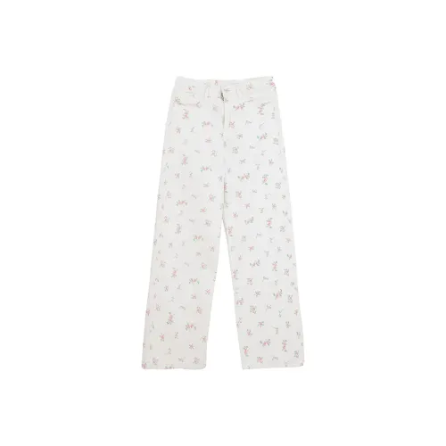 MO VOICE Джинсы Женские Белые Цветочные