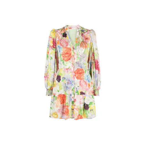 ALICE+OLIVIA FW23 Длинное платье с длинными рукавами женское многоцветное