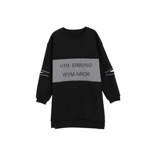 Mo Han Yi Mei Длинный рукав Платье Женское Черное