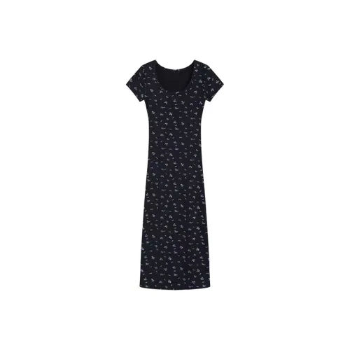 SECFLY OFFICIAL Короткий рукав Платье Женское Черное