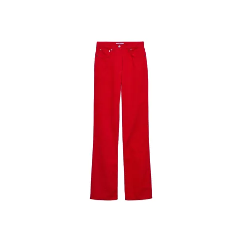 PRADA Женские повседневные брюки красного цвета
