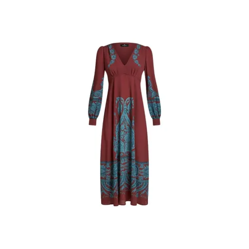 ETRO Red Женские Длинные Рукава Платья