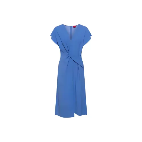 HUGO BOSS Blue Женские Короткие Платья с Рукавами