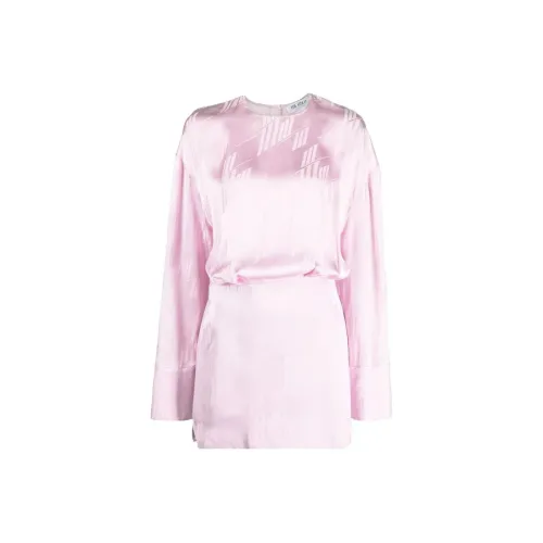 The Attico Розовые Женские Длинные Платья с Длинным Рукавом