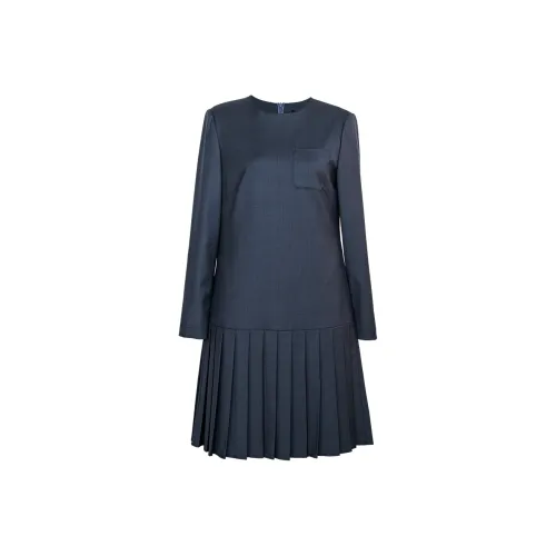 ROEYSHOUSE Длинное платье с длинными рукавами женское темно-синий