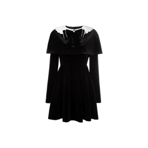 AIVEI Длинное платье с длинным рукавом женское черное