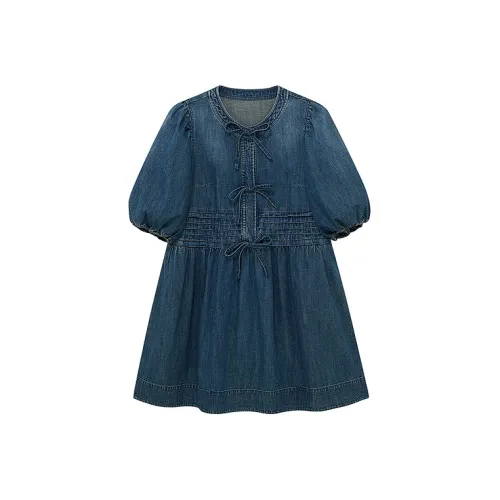 D'zzit Короткий рукав Платье Женское Темно-синий