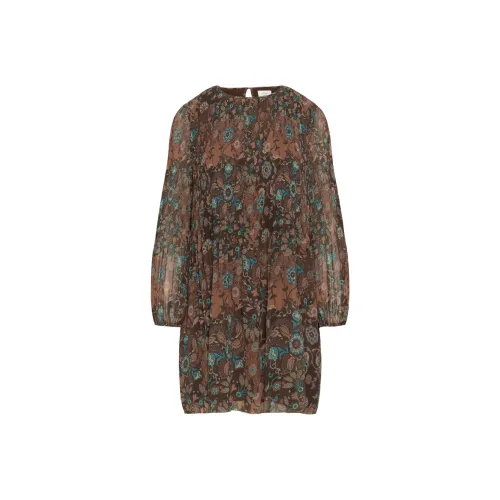 ARITZIA WILFRED Daydreamer Мини Платье Длинное Платье с Длинными Рукавами Женское Какао Бобовый