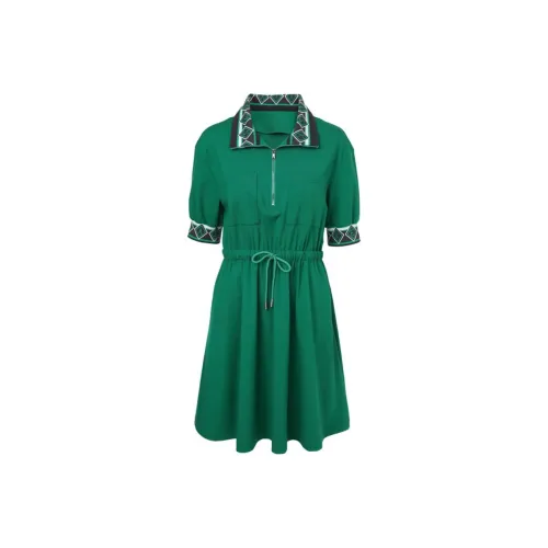 XII BASKET Green Женские Короткие Платья с Рукавами