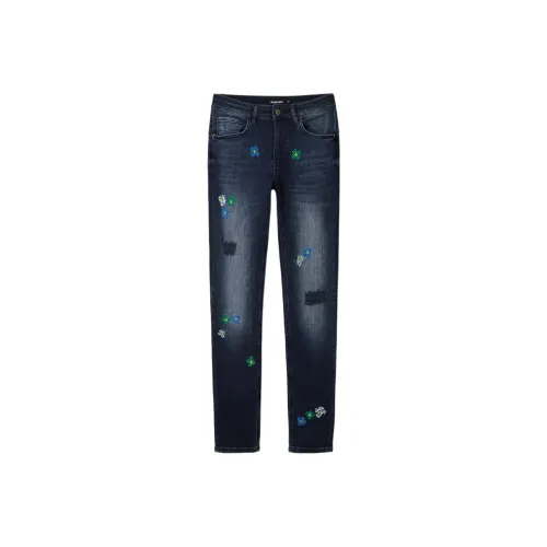 Desigual Темно-синие Женские Джинсы