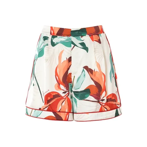 BESIONIA SS25 Повседневные шорты Женские Зеленый Цветочный