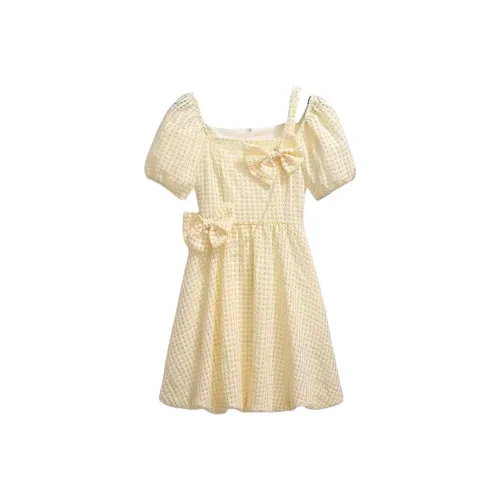 KEAB Короткий рукав Платье Женское Желтое