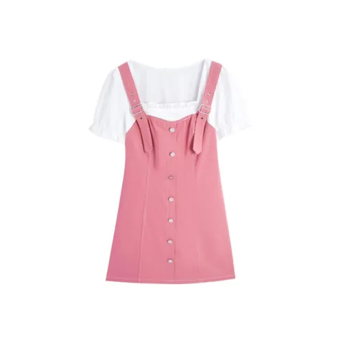 Love To Serve Короткий рукав Платье Женское Розовое