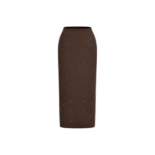 RARE KNIT Длинная Юбка Женская Кофейного цвета