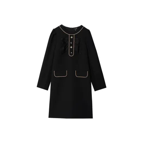 OUNIXUE Черное Женское Длинное Платье с Рукавами