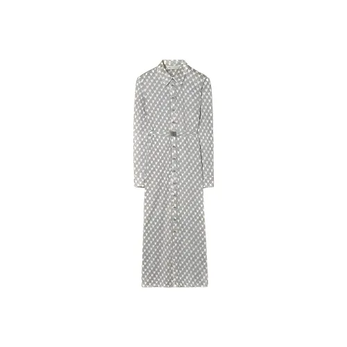 Tory Burch SS24 Длинное платье с длинным рукавом женское синее