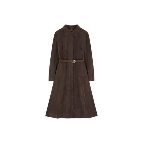 IHIMI Длинное платье с длинными рукавами женское темно-кофейное