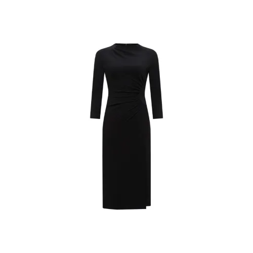 Diane von Furstenberg SS25 Длинное платье с длинными рукавами женское черное