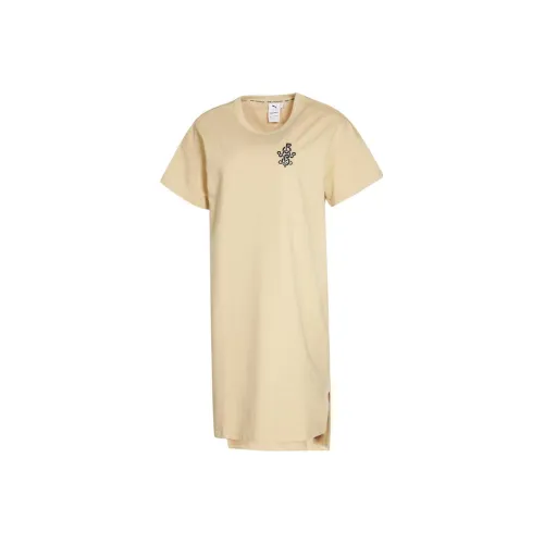 PUMA Хаки Женские Платья с Коротким Рукавом