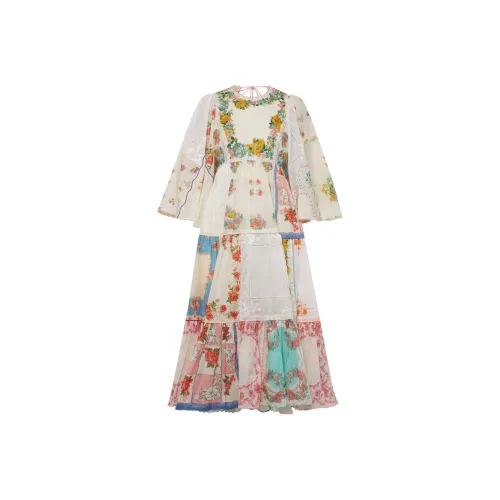 Zimmermann Бежевые Женские Длинные Платья с Рукавами