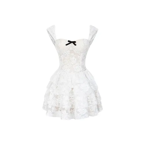 JOSR Без рукавов Платье Женское Белое