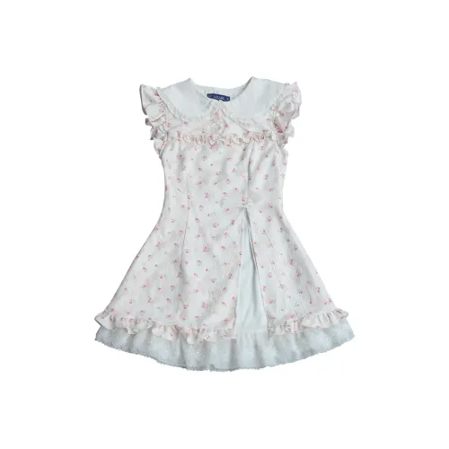 LALAJK Короткий рукав Платье Женское Розовое