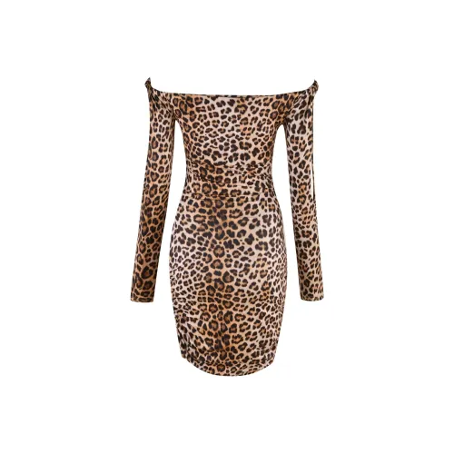 I.AM.GIA LORELAI Мини платье длинное с рукавами женское с леопардовым принтом