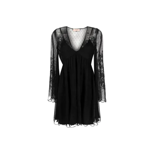 Twinset Черное Женское Длинное Платье с Рукавами