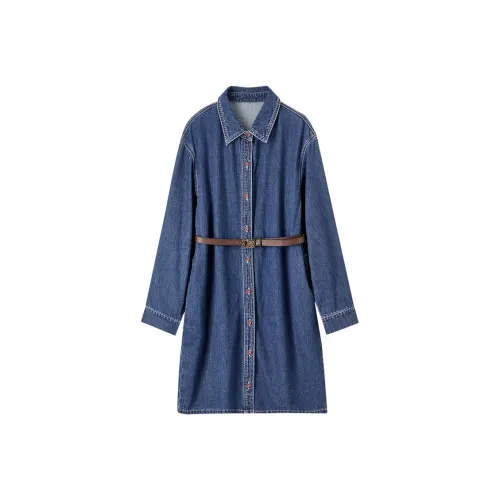 SENTUBILA Длинное платье с длинными рукавами женское лазурный синий