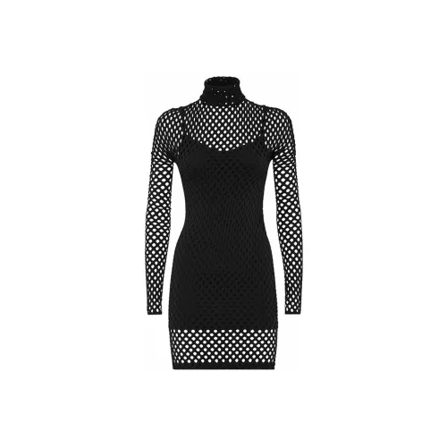 PHILIPP PLEIN Черное Женское Длинное Платье с Рукавами