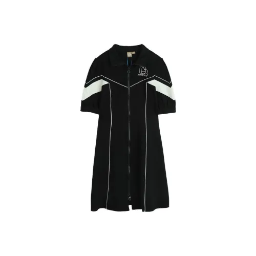 LALABOBO Черное Женское Короткое Платье с Рукавами