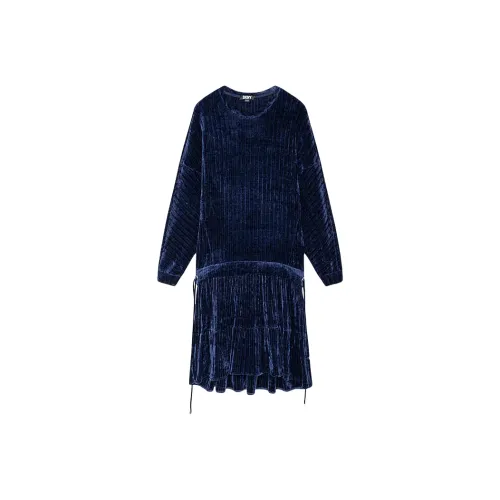 DKNY Длинное платье с длинными рукавами женское темно-синее