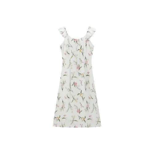 PEACEBIRD Короткий рукав Платье Женское Белое