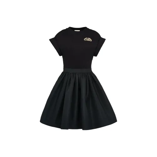 Alexander McQueen Black Женские Короткие Платья с Рукавами