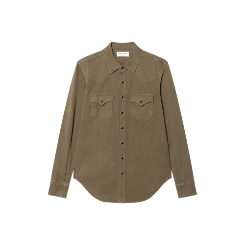 SAINT LAURENT Рубашка Женская Хаки