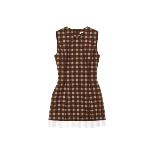 SHUSHUTONG Без рукавов Платье Женское Коричневое