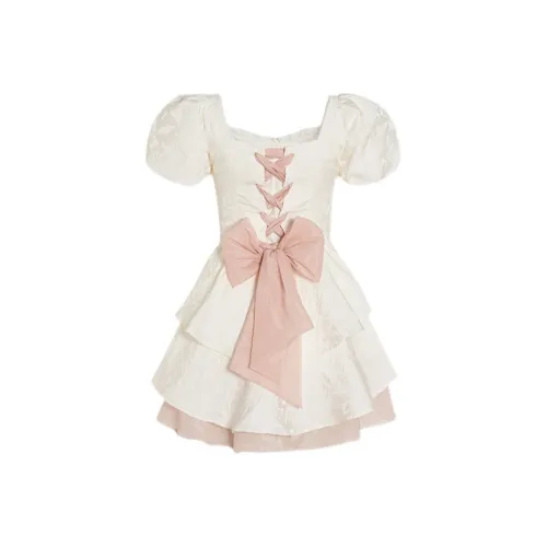 ONE PASS STUDIO Короткий рукав Платье Женское Белое