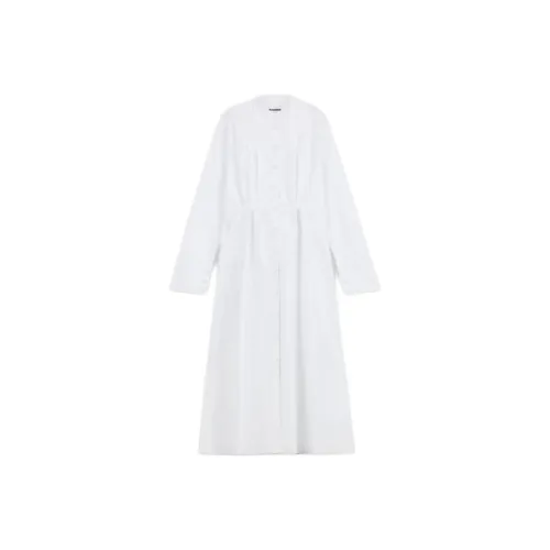 JIL SANDER Белое Женское Длинное Платье с Рукавами