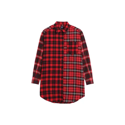 GAP Красная клетка Женские Длинные Платья с Рукавами