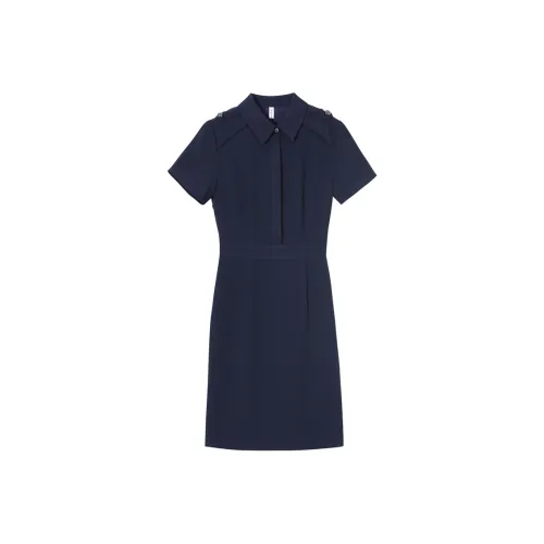 Lucybaily Короткий рукав Платье Женское Темно-синий