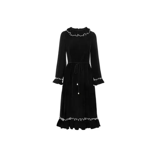 Ink Beauty Длинное платье с длинными рукавами женское черное