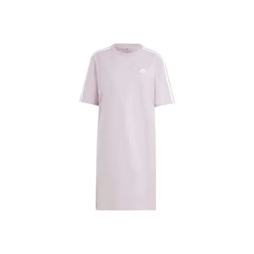 Adidas Essentials 3 Stripes Один Джерси Boyfriend TEE DRESS Короткий рукав Платье Женские Розовый